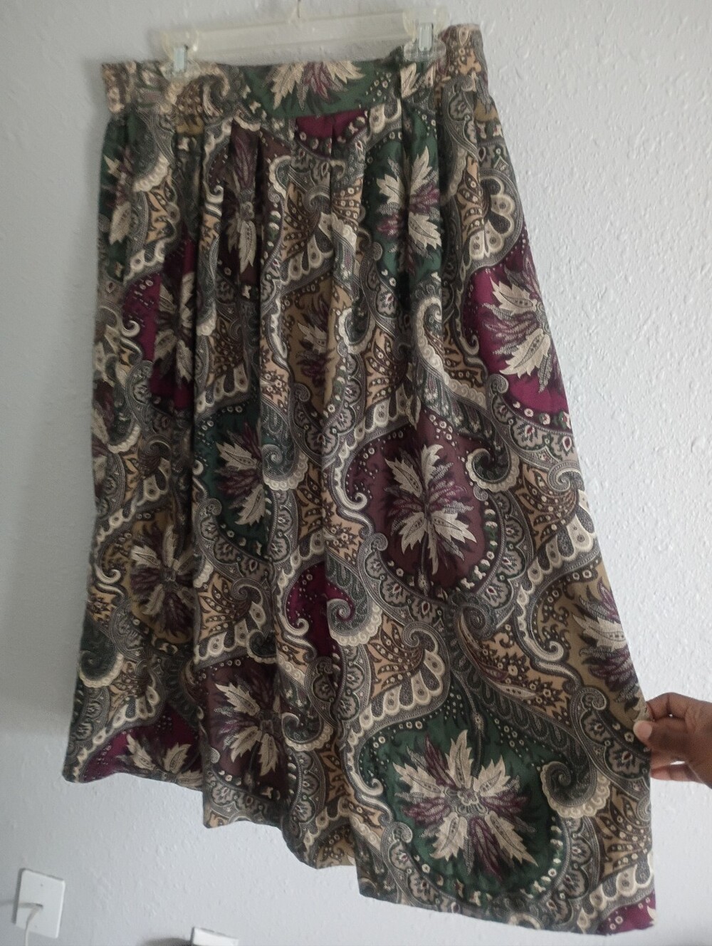 Kathie Lee Collection Paisley Maxi Dress in Brown, Green & Burgundy